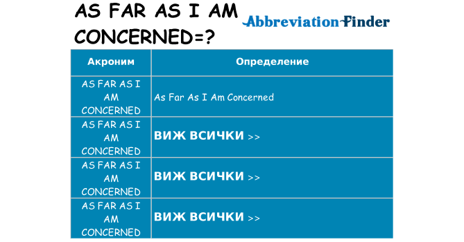 Какво прави as-far-as-i-am-concerned престои