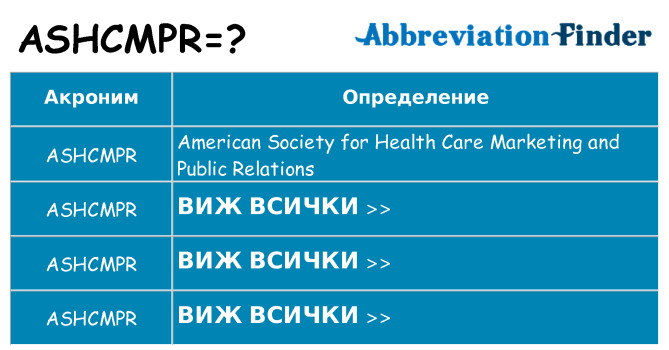 Какво прави ashcmpr престои