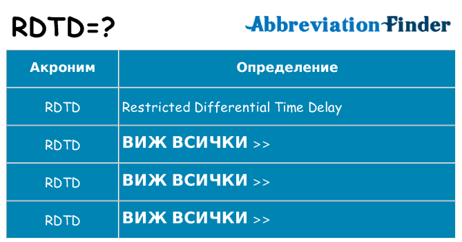 Какво прави rdtd престои
