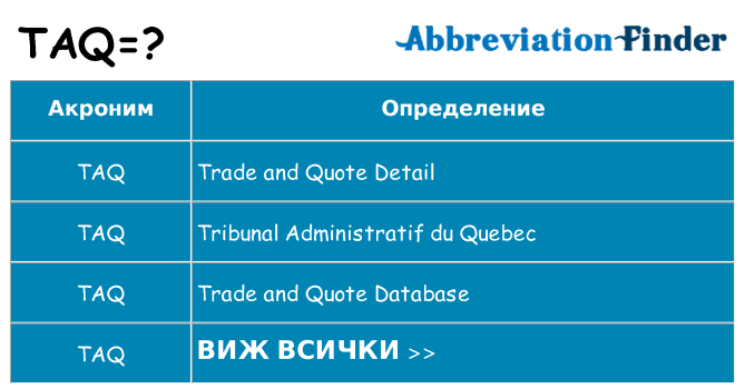 Какво прави taq престои