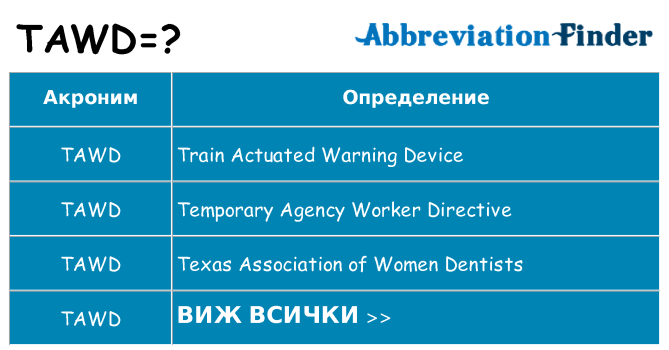 Какво прави tawd престои