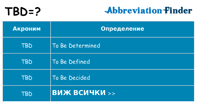 Какво прави tbd престои