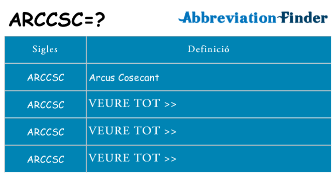 Què representen arccsc