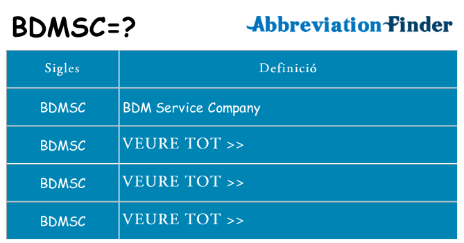 Què representen bdmsc