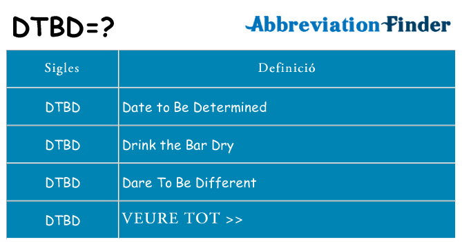 Què representen dtbd