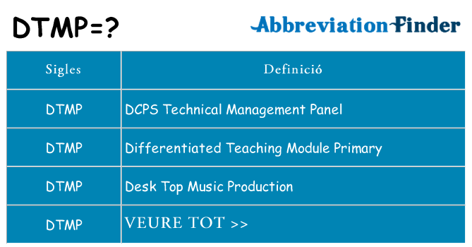 Què representen dtmp