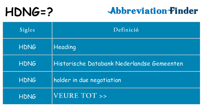 Què representen hdng