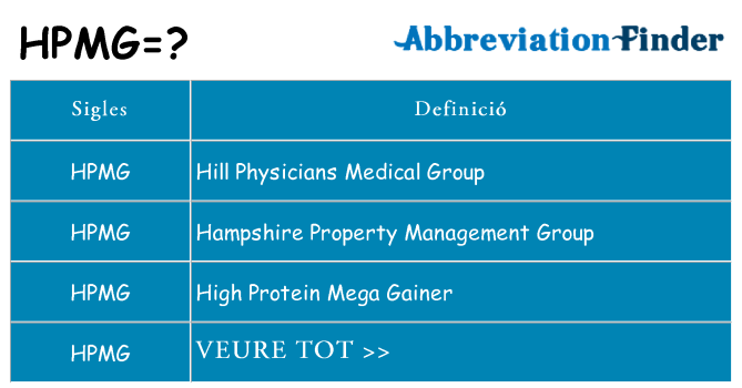 Què representen hpmg