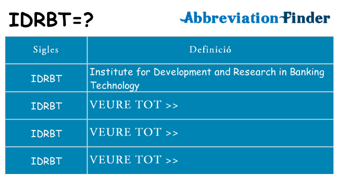 Què representen idrbt