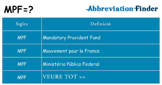 Què representen mpf