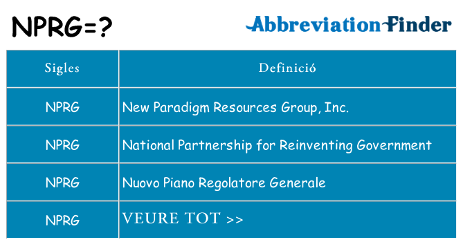Què representen nprg