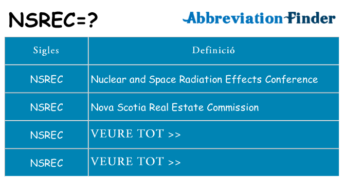 Què representen nsrec