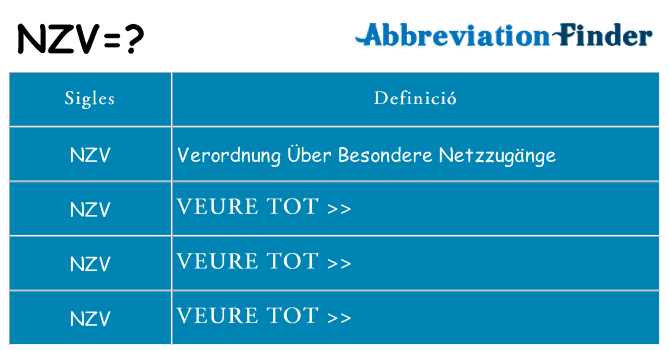 Què representen nzv