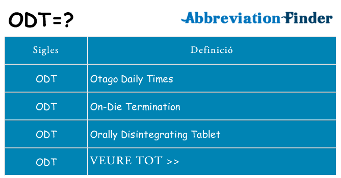 Què representen odt