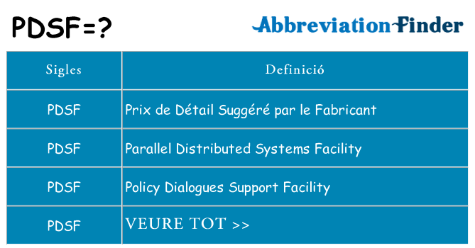 Què representen pdsf