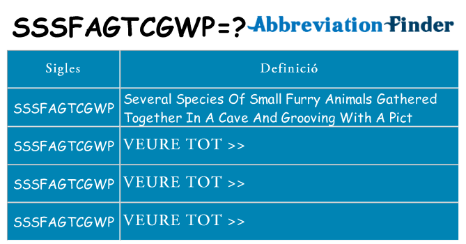 Què representen sssfagtcgwp