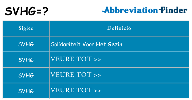 Què representen svhg