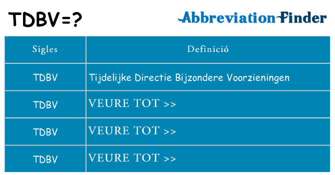 Què representen tdbv