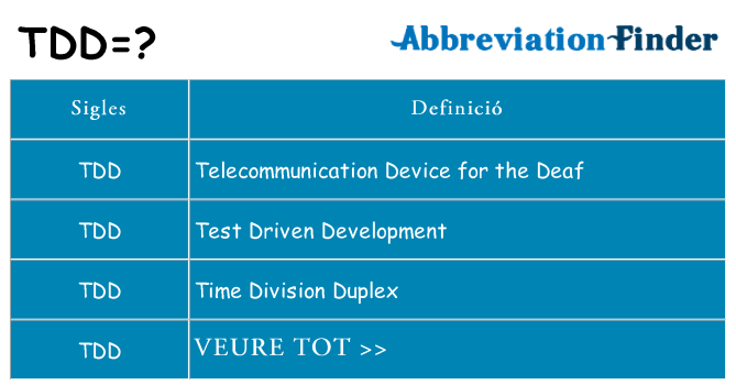 Què representen tdd
