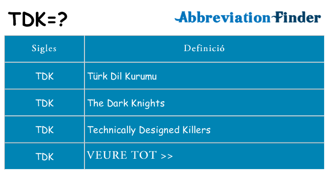 Què representen tdk