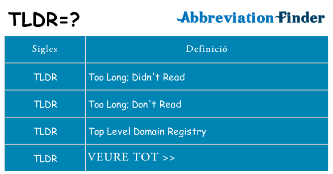 Què representen tldr