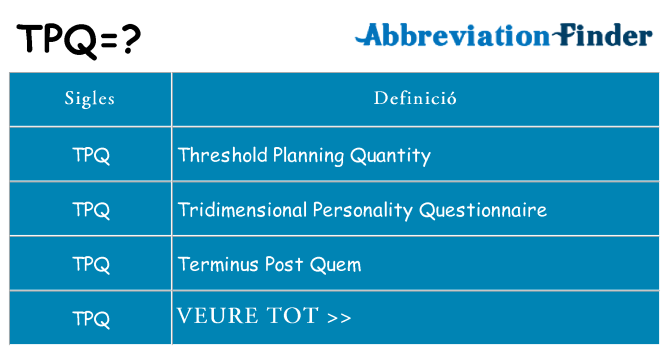 Què representen tpq