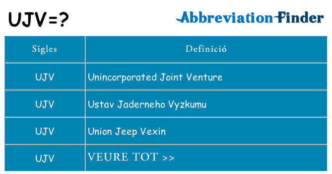 Què representen ujv