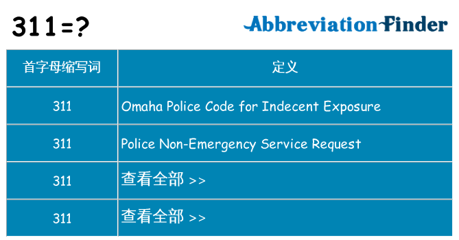 311 代表什么