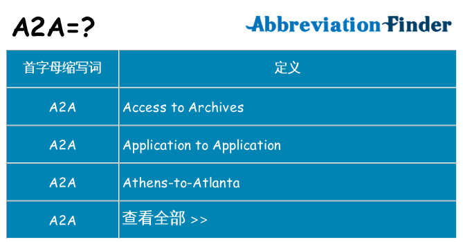 a2a 代表什么