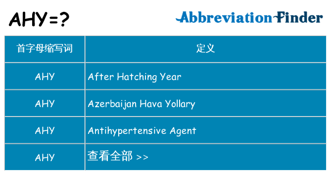 ahy 代表什么