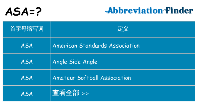 asa 代表什么