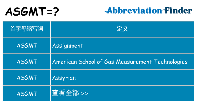 asgmt 代表什么