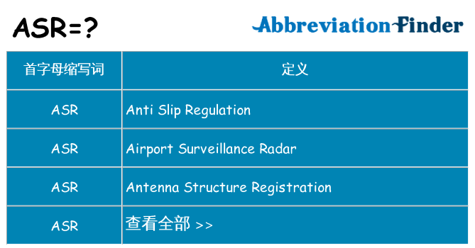 asr 代表什么