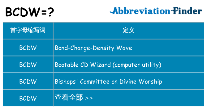 bcdw 代表什么