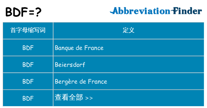 bdf 代表什么