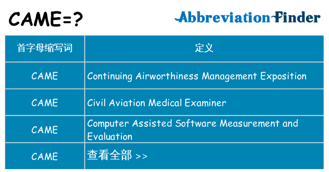 came 代表什么
