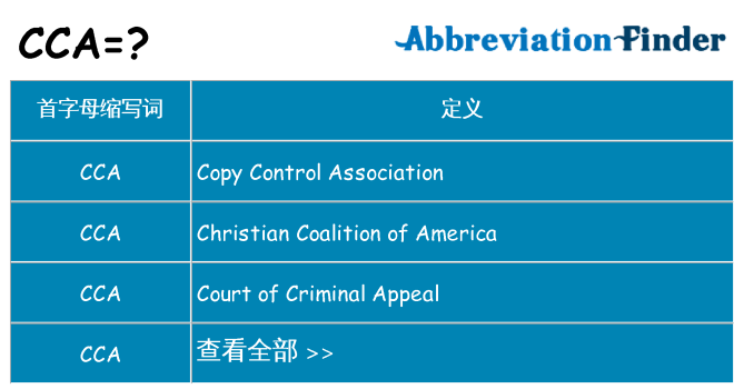 cca 代表什么