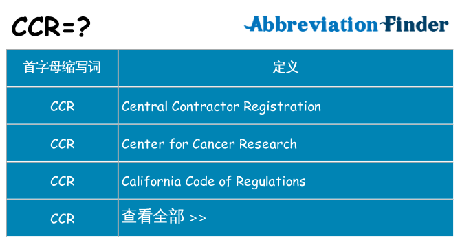 ccr 代表什么