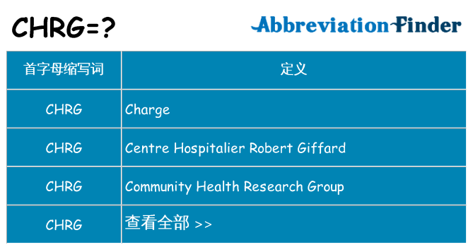 chrg 代表什么