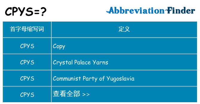 cpys 代表什么