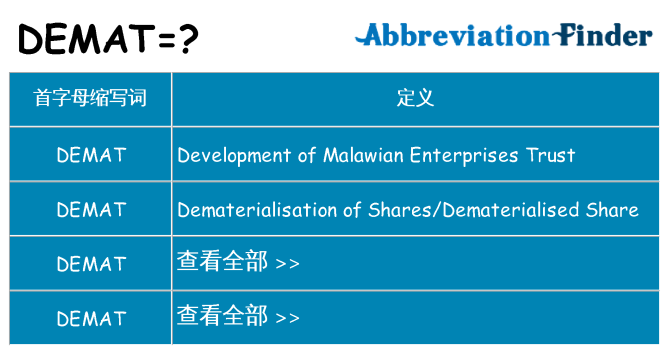 demat 代表什么