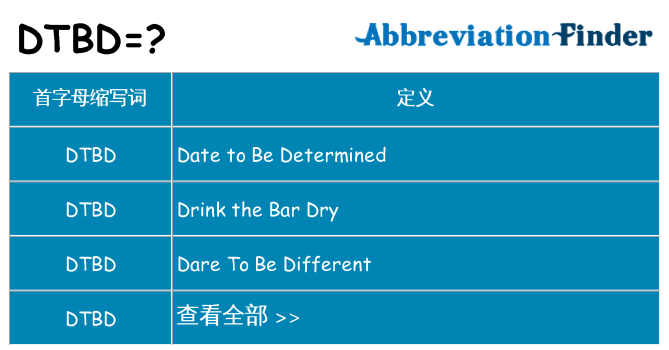 dtbd 代表什么
