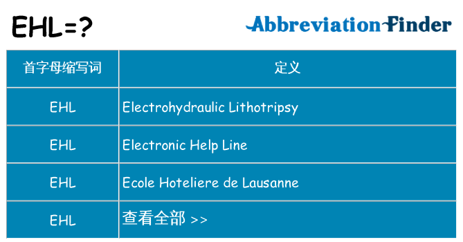 ehl 代表什么