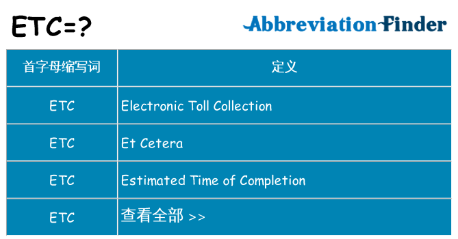 etc 代表什么