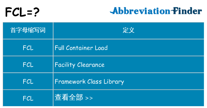 fcl 代表什么