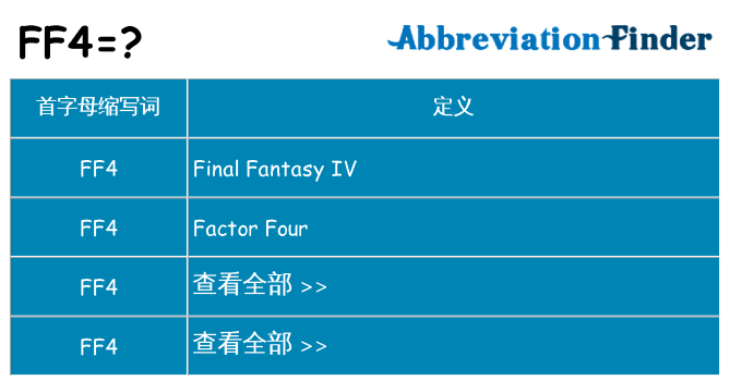 ff4 代表什么