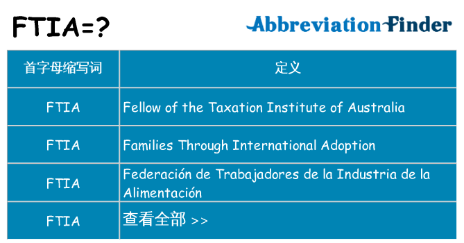 ftia 代表什么