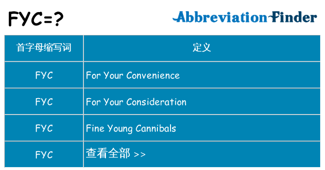 fyc 代表什么