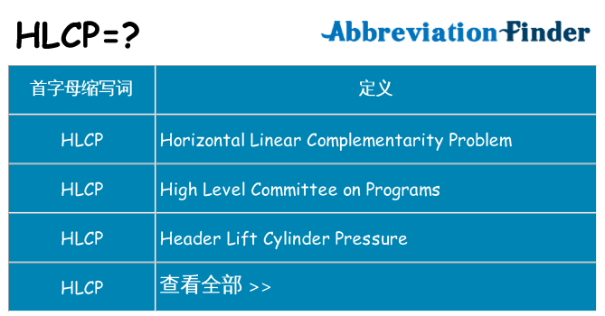 hlcp 代表什么