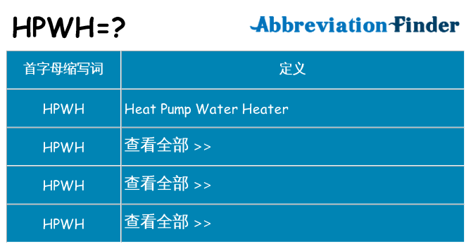 hpwh 代表什么